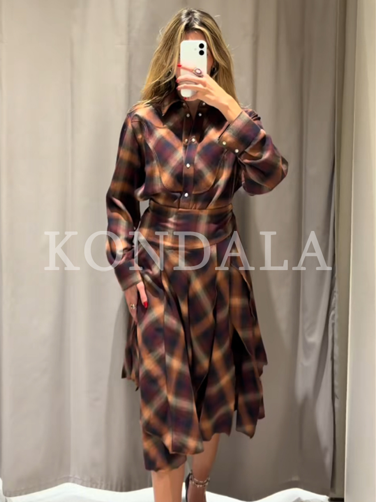 طقم تنورة كاروهات كاجوال خريفي - مراجعة Vintage Fashion Jersey وسعره